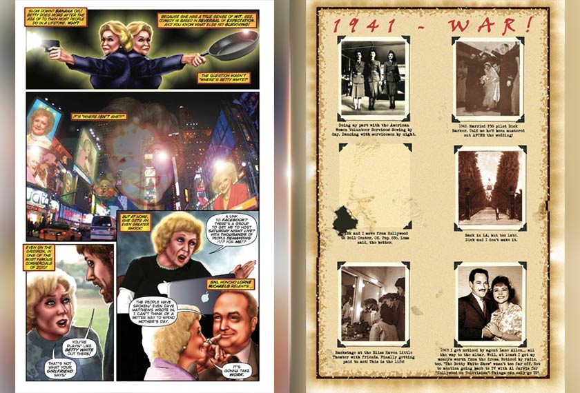 A page from a biography comic book tracing the life of Betty White is seen in this handout image obtained by Reuters on January 4, 2022. TidalWave Productions/Handout via REUTERS 