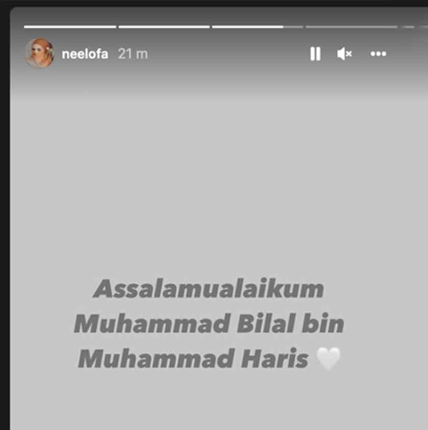 Neelofa turut memuat naik nama putera sulungnya di IG Stories