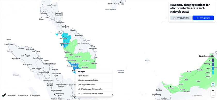 Buat masa ini, hanya 10 negeri yang disenaraikan dalam peta interaktif tersebut melibatkan Wilayah Persekutuan Kuala Lumpur, Putrajaya, Selangor, Melaka, Negeri Sembilan, Johor, Kedah, Pahang, Pulau Pinang, Perak dan Sarawak.