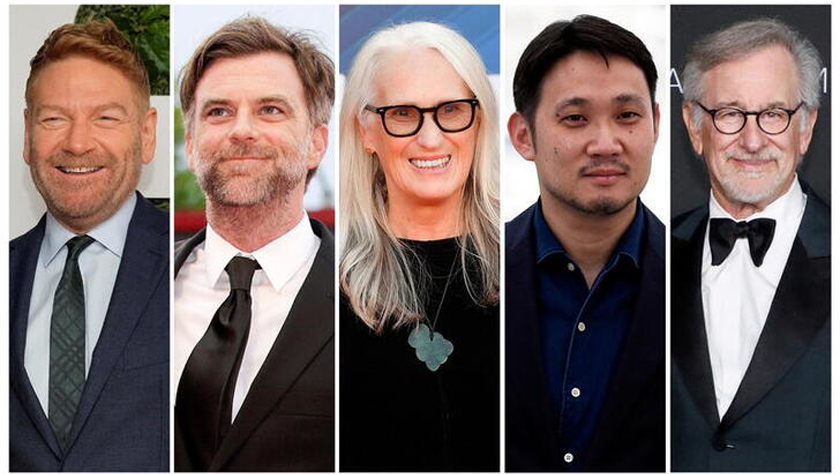 Oscar nominees for the 94th Academy Awards for best director are (L-R) Kenneth Branagh, Paul Thomas Anderson, Jane Campion, Ryusuke Hamaguchi and Steven Spielberg. - REUTERS