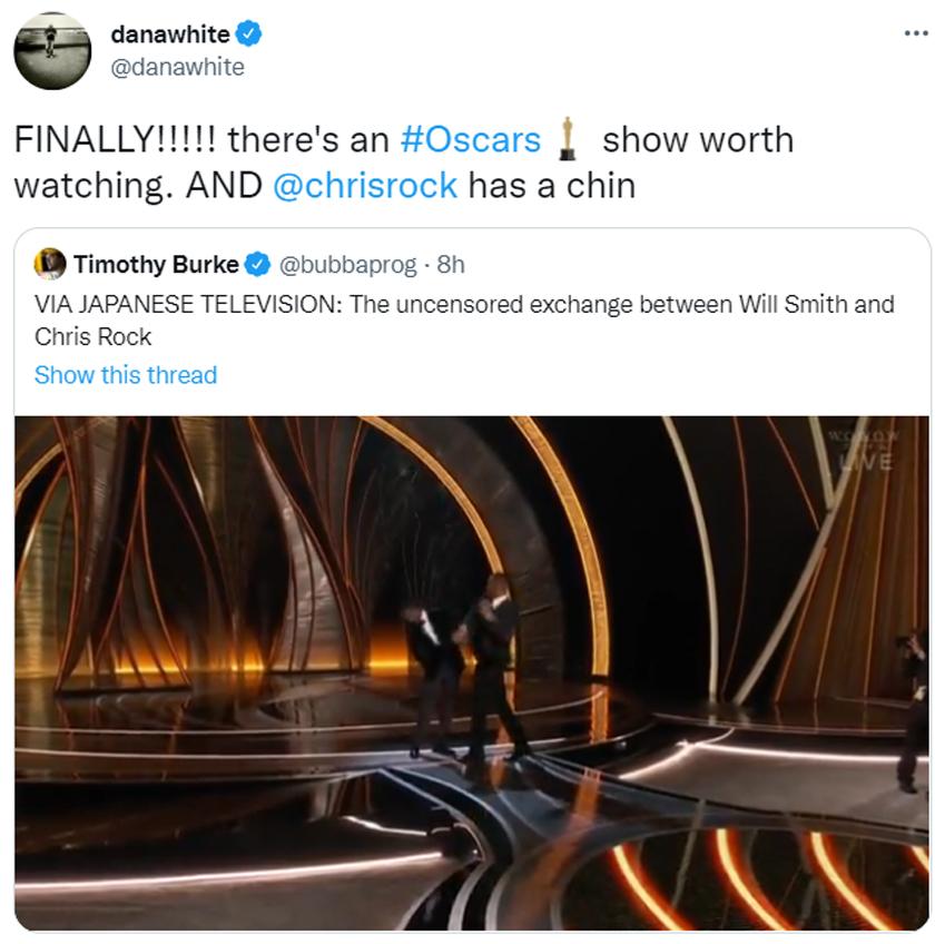 Dana White memberi reaksi insiden Will Smith menampar Chris Rock.