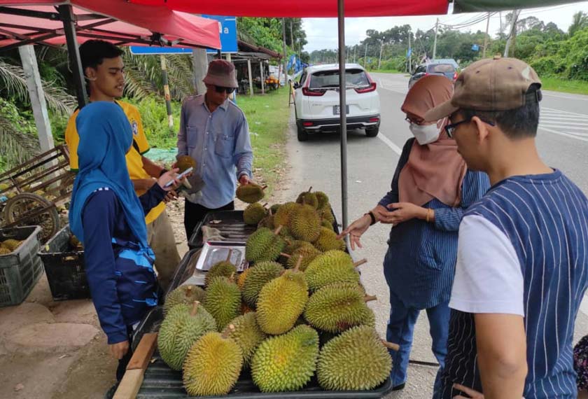 Masuk saja ke kawasan Kampung Gajah, kiri dan kanan jalan, pasti kelihatan penduduk menjual durian yang dibawa terus dari kebun. - Astro AWANI