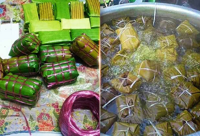 Proses pembungkusan, ikatan dan rebusan burasak perlu dibuat dengan teliti. - Foto: Adie Rayyan