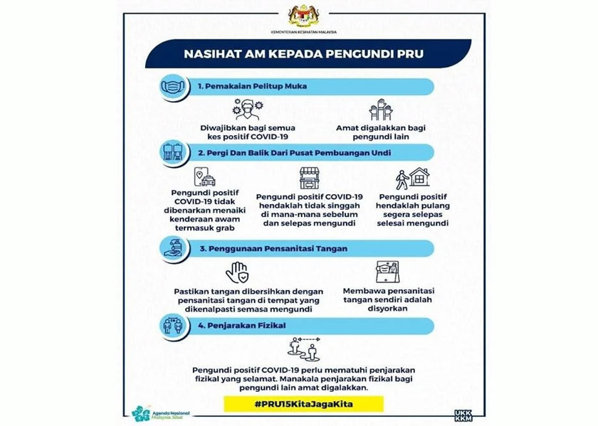  KKM memuat naik hantaran nasihat am kepada pengundi PRU di Facebook pada Ahad.