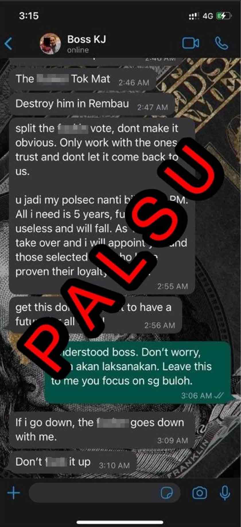 Pemerhatian Astro AWANI mendapati perkongsian paparan perbualan oleh akaun itu telah dipadam, selepas ia menerima ribuan perkongsian semula oleh pengguna Twitter.