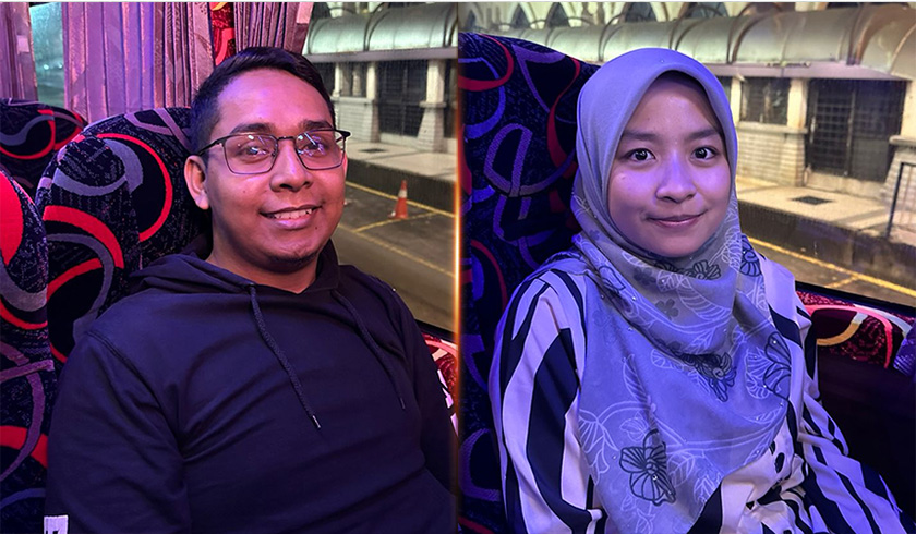 Penumpang, Muhammad Ammar Faiz Mohd Zain dan Nur Nabilah Mohd Naji mengucapkan penghargaan kepada inisiatif menyediakan bas percuma ini bagi mereka yang ingin pulang mengundi - Foto/AstroAWANI