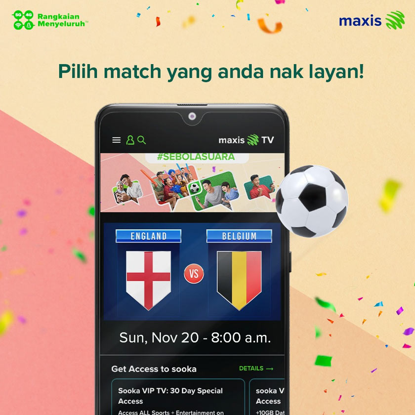 Anda akan disajikan dengan pelawanan hebat yang kini tersedia di Maxis TV untuk dipilih.