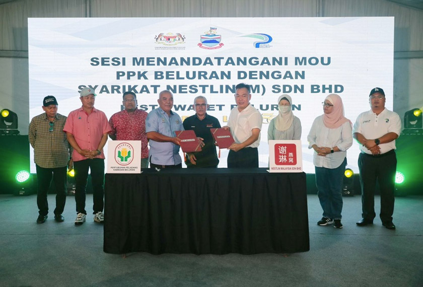 Ronald ketika menyaksikan sesi menandatangani Memorandum Persefahaman (Mou) pemasaran walet antara (PPK) Beluran dan syarikat Nestlin Sdn Bhd baru-baru ini.