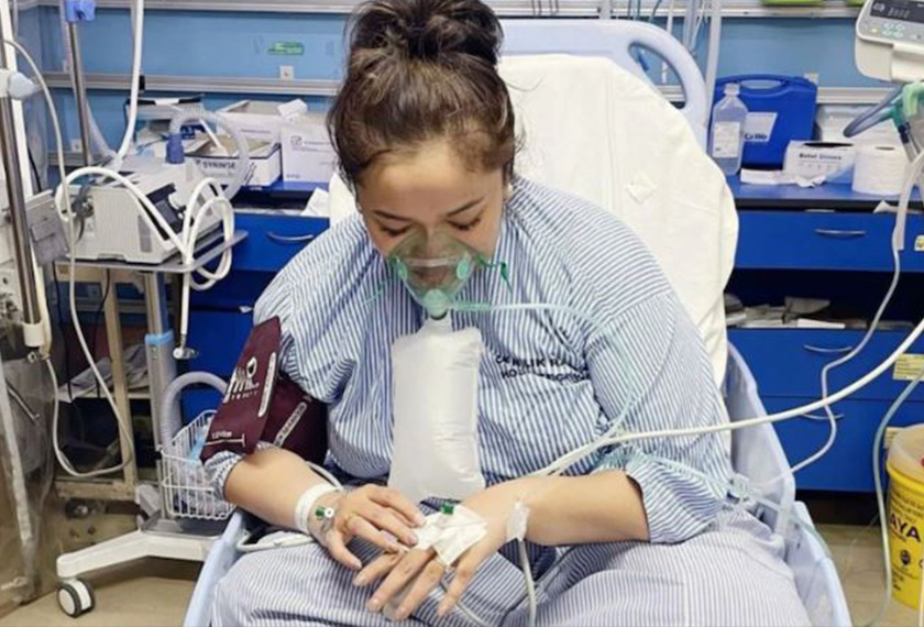 Mafarikha kini disokong oleh alat bantuan pernafasan sehingga benar-benar stabil. - Instagram Mafarilha