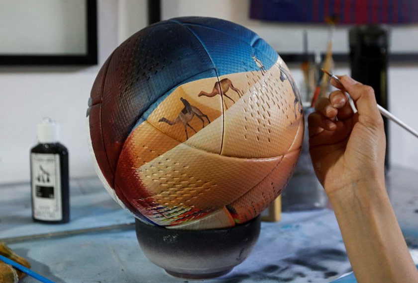 In Qatar, Cantero plans to exhibit eight balls with designs that pay tribute to the countries that have lifted the trophy throughout history. - REUTER