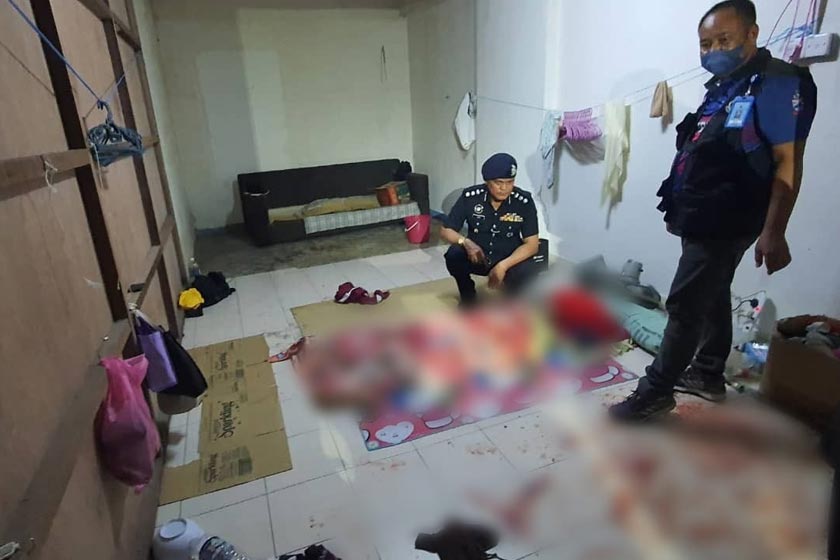 Mangsa dan suaminya yang berusia dalam lingkungan 30-an itu ditemui pada jam 8.00 pagi di bilik sewa berkenaan. - Foto PDRM