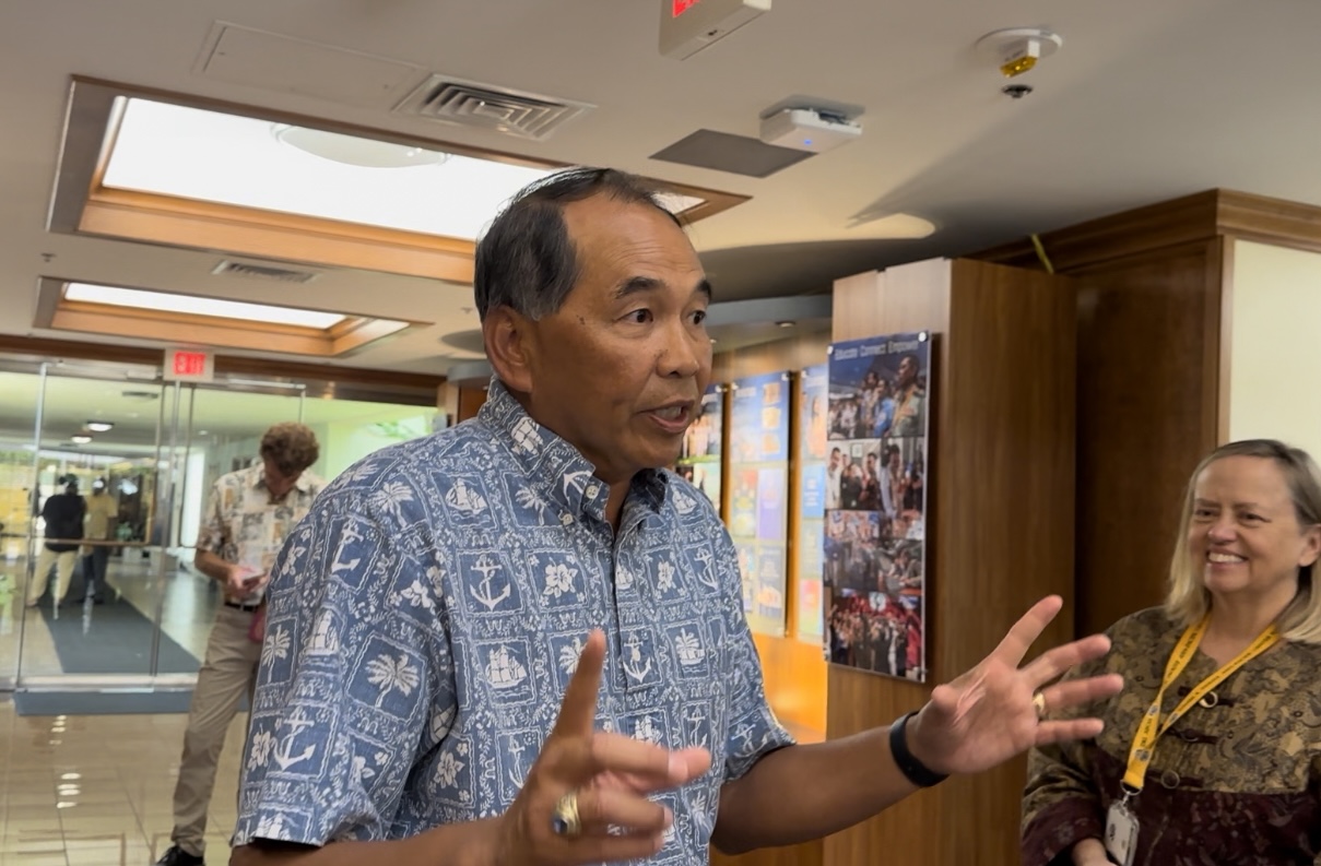 Peter A. Gumataotao, director of the Daniel K. Inouye Asia-Pacific Center for Security Studies (DKI APCSS) speaks to journalists participating in the Foreign Press Centre programmed in Honolulu, Hawaii