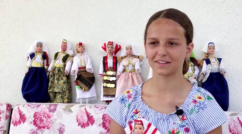 Esma Gljiva, an 11-year-old Bosnian girl, shows dolls that she dresses in traditional Bosnian costumes, hoping that her folklore Barbie will reach many, as the frenzy surrounding the launch of the 