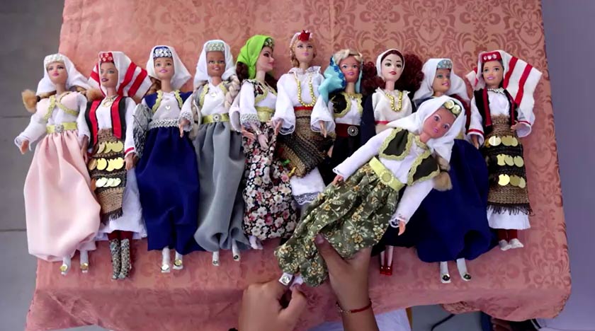 Dolls are displayed dressed in Bosnia's traditional folklore costumes made by 11-year-old Bosnian girl Esma Gljiva, who hopes that her folklore Barbie will reach many, as the frenzy surrounding the launch of the 
