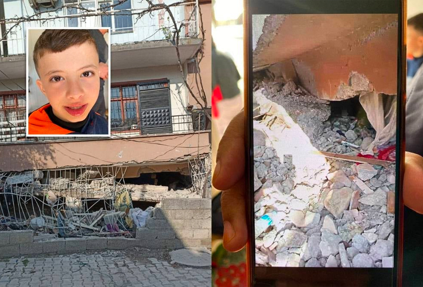 Gambar kiri: Bangunan kediaman keluarga Waleed di tingkat paling bawah musnah sepenuhnya dalam kejadian gempa bumi berukuran 7.8 skala Richter yang menggegar Turkiye pada 6 Februari lalu. Gambar kanan: Waleed dikeluarkan melalui lubang runtuhan ini selepas dua hari terperangkap dalam runtuhan bangunan kediamannya di Antakya, Turkiye pada 6 Februari lalu. (Gambar kecil: Waleed Da'bal). - Foto Sinar Harian