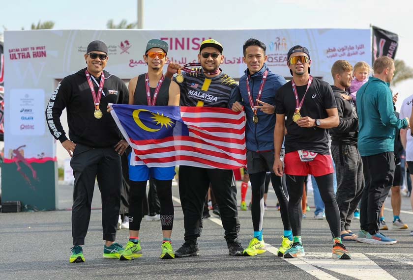 Peserta Malaysia yang berjaya menamatkan larian (Gambar: (Gambar: Wan Ahmad Tajuddin/ Malaysian Association of Qatar)