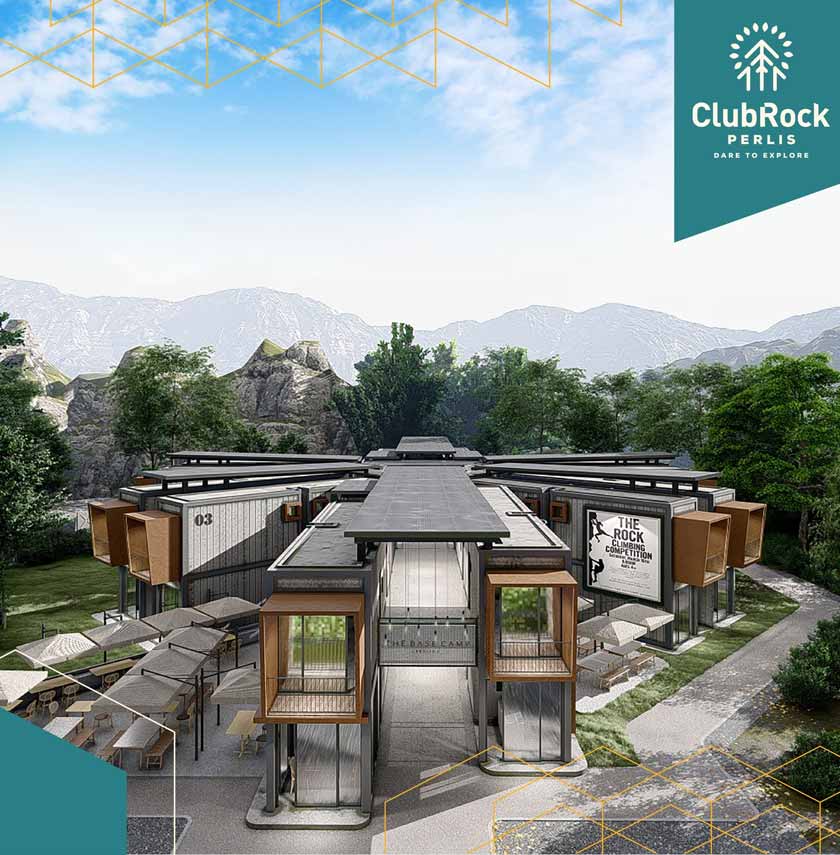 ClubRock Perlis yang terletak di Gua Kelam bakal menampilkan pelbagai kemudahan termasuk kafe, burik hotel dengan 35 bilik termasuk kem khas. -Gambar @WeareClubRock