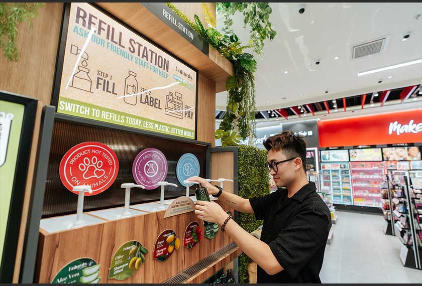 Watsons KSL Esplanade tampil dengan pelbagai ciri inovatif, termasuk stesen isian semula.