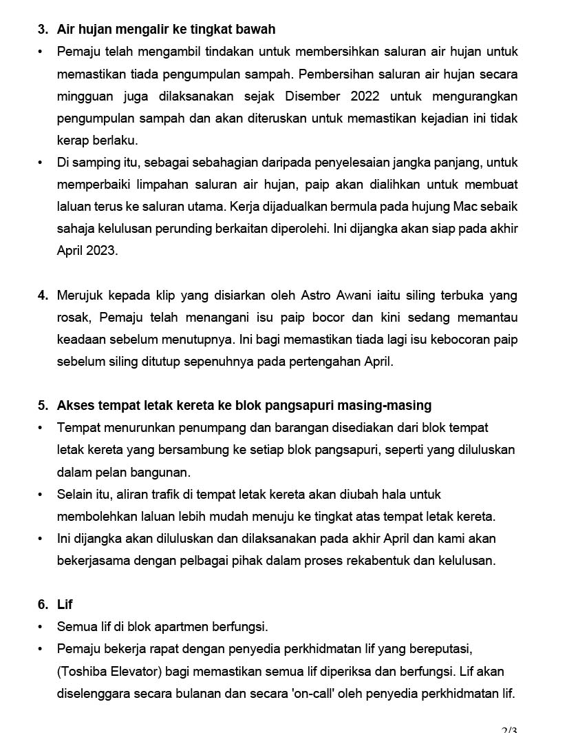 Janji yang dikemukan syarikat pemaju yang tidak mendedahkan identiti syarikat.