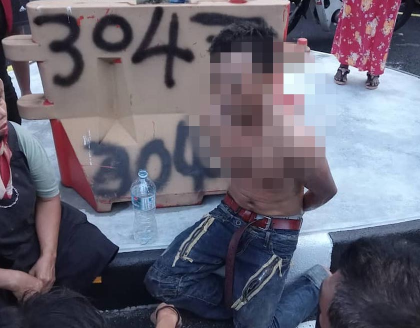 Suspek ditangkap oleh Polis Daerah Serdang dalam keadaan mabuk. - Foto PDRM