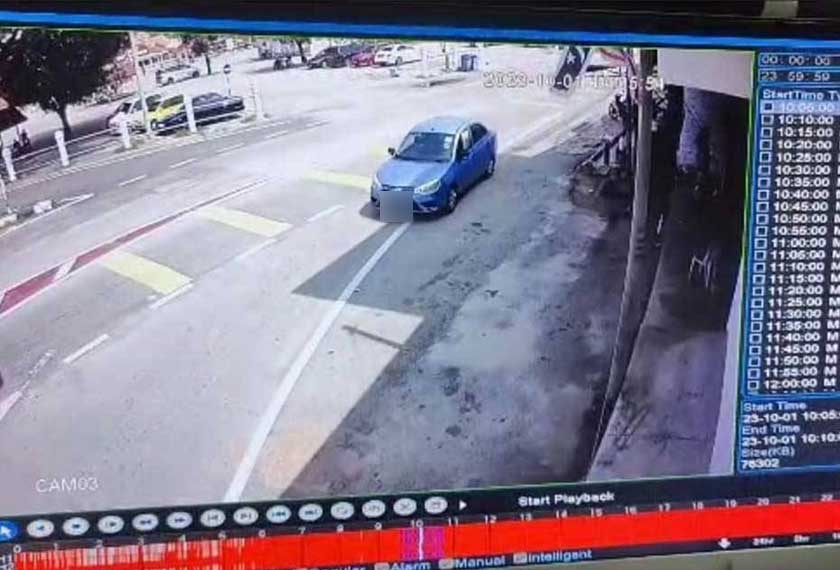 Tangkap layar CCTV mrnunjukkan kenderaan dinaiki mangsa telah keluar dari bulatan Kuala Besut menuju ke jambatan Seberang Kastam pada 1 Oktober lalu. Foto: Ihsan Polis
