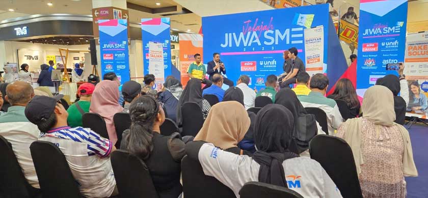Sesi Pentas Niaga Unifi Business bersama pelanggan Unifi Business, Suria Pest Control, ketika Jelajah JIWA SME 2023 di Pulau Pinang.