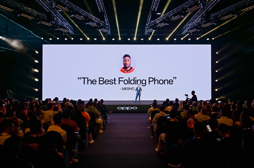 Ketika acara pelancaran global OPPO Find N3 Series di Singapura pada 19 Oktober 2023.