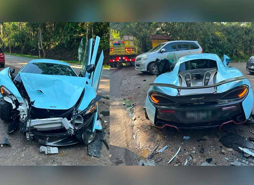 Keadaan kereta yang terlibat kemalangan di KM 63 Jalan Yong Peng-Kluang pada Ahad. - Foto Sinar Harian