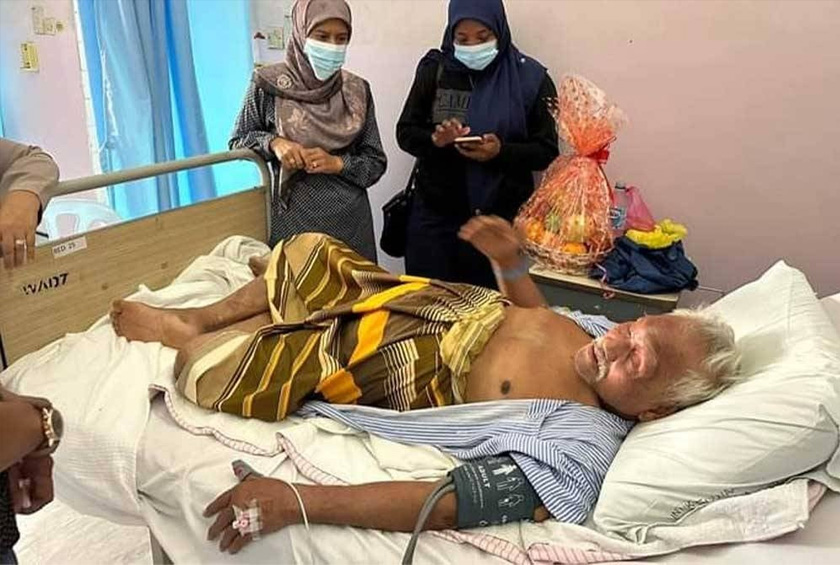 Ahli Dewan Undangan Negeri (ADUN) Pilah, Noor Zunita Begum Mohd Ibrahim (berdiri, dua kanan) ketika melawat Saedin di HTAN baru-baru ini. - Foto Noor Zunita Begum Mohd Ibrahim