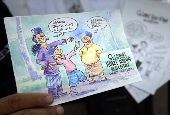 Karya kartunis Bendi atas sampul duit raya | Awani