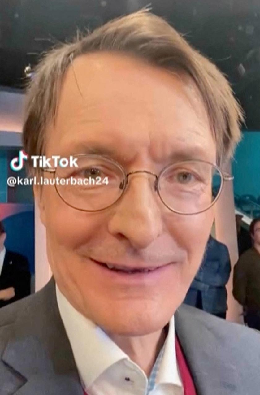 German Health Minister Karl Lauterbach is seen in a TikTok video in this screenshot obtained from a social media video. - TikTok/@karl.lauterbach24/via REUTERS