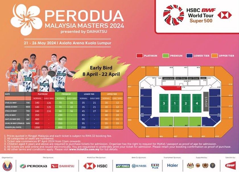 Tiket telahpun mula dijual sejak 8 April lalu .