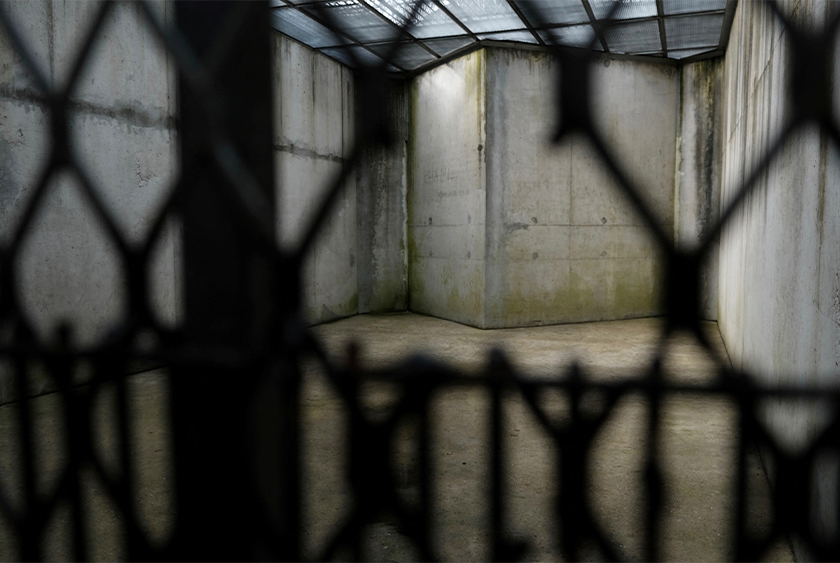 A view of the courtyard where prisoners in the isolation section can go for a daily walk at the Villepinte detention centre in Villepinte, near Paris, France. - REUTERS