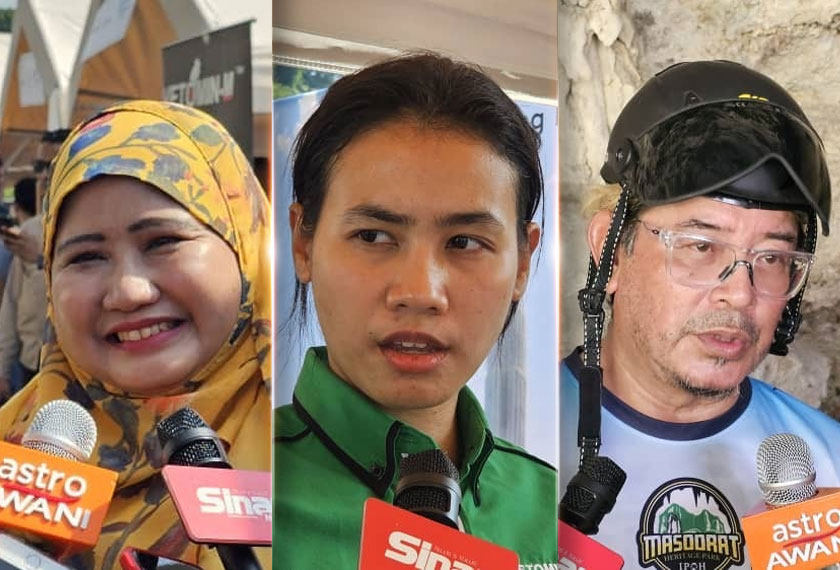 Dari kiri: Siti Kamariah, Siti Sofiah dan Megat Mohd Shahrin.
