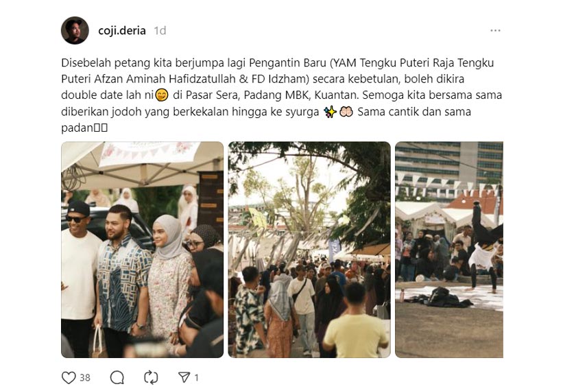 Tengku Puteri Raja Tengku Puteri Afzan Aminah Hafidzatullah dengan pasangannya, FD Idzham FD Iskandar