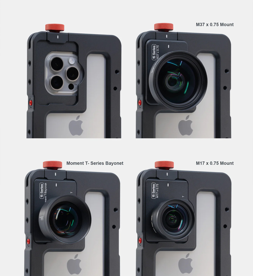 Contoh iPhone 15 Pro Max dengan aksesori semi-profesional