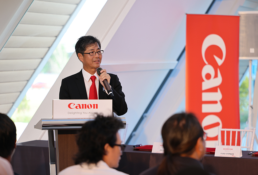 Presiden Canon Marketing Malaysia dan Ketua Pegawai Eksekutif, Masato Yoshiie menyatakan kesungguhan Canon untuk mencungkil bakat tempatan dalam industri kreatif negara. -Gambar Canon Malaysia