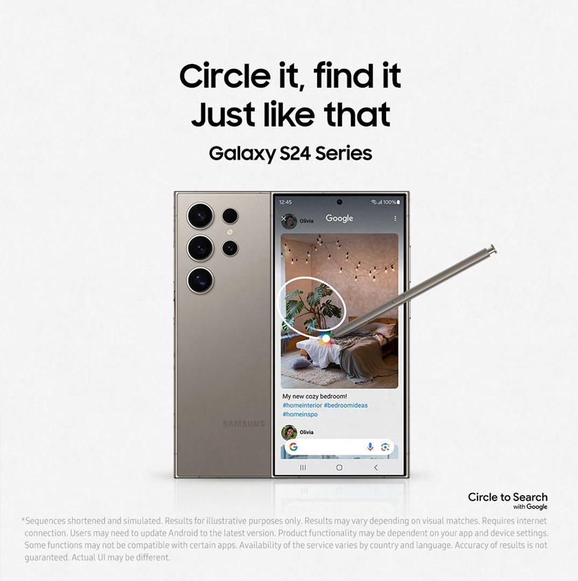 Lukis saja bulatan pada subjek untuk membuat carian.