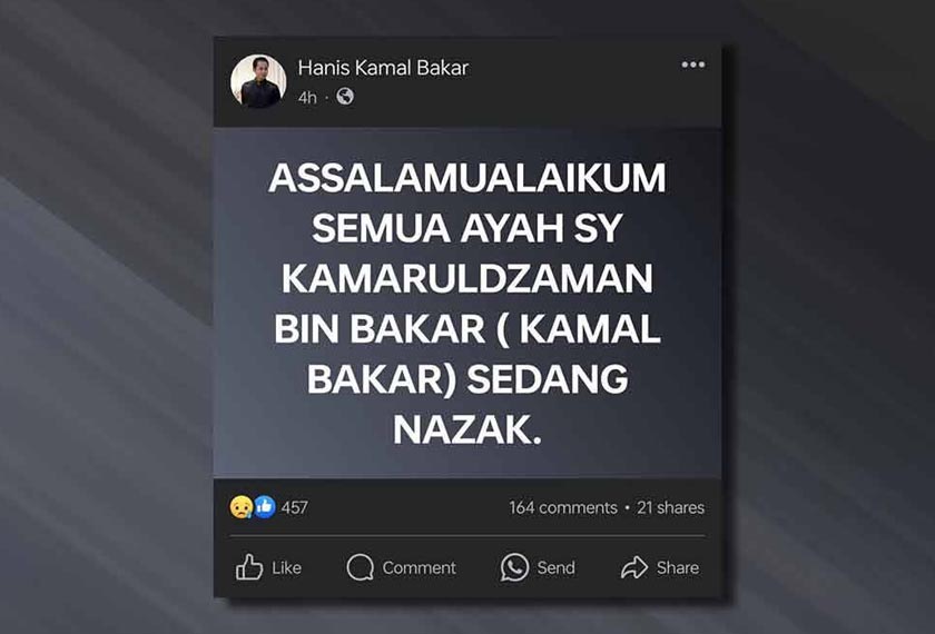 Tangkap layar hantaran Muhammad Hanis menerusi Facebook pada Sabtu.