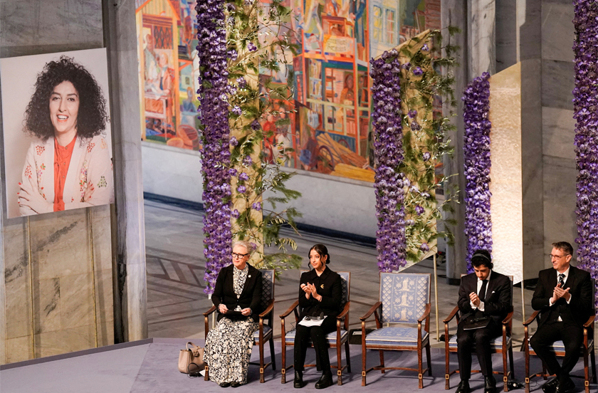 Narges Mohammadi’s children accepted the Nobel Peace Prize on her behalf. - Image: Reuters/NTB/Fredrik Varfjell/ via WEF