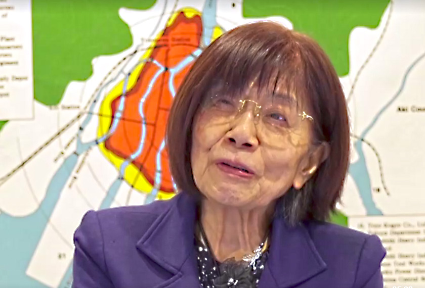 the first atomic bomb explosion knocked her unconscious and levelled swathes of the Japanese city.