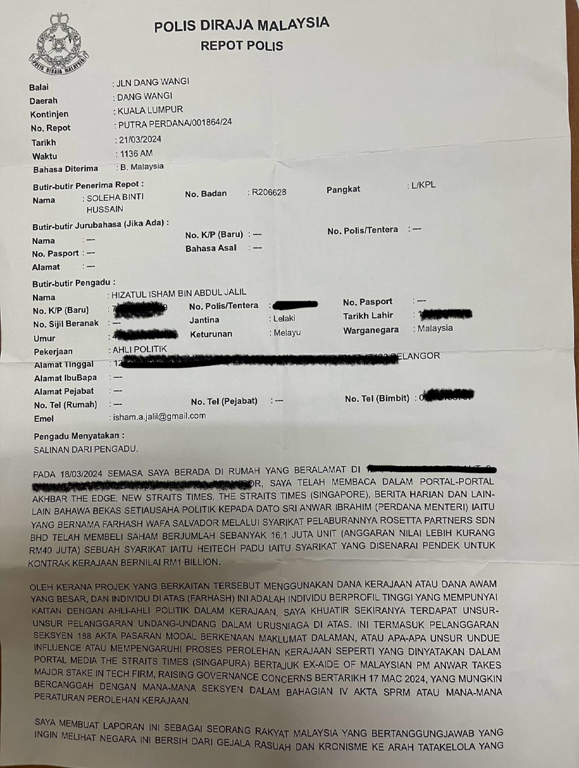 kes berkaitan pembelian saham syarikat Heitech Padu membabitkan kontrak kerajaan bernilai RM1 bilion. 