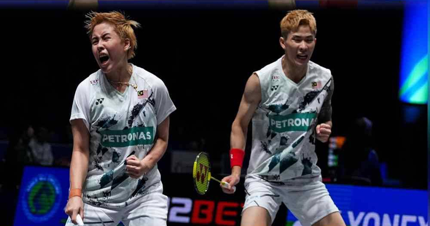 Tang Jie-Ee Wei mengesahkan slot ke perlawanan akhir selepas menewaskan pilihan keenam Ye Hong-wei-Lee Chia-hsin dari Taiwan. - Foto Sinar Harian