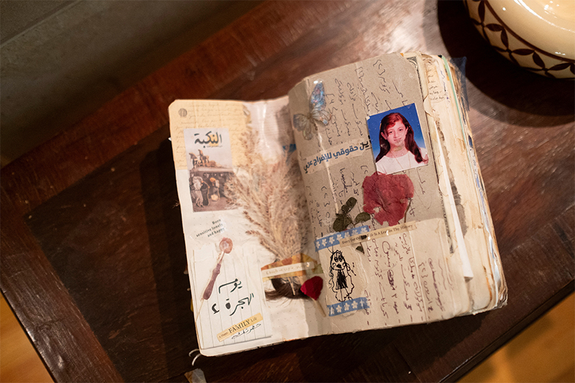 A view of Salma's journal, which shows a portion of her second displacement to another area deemed safe away from Gaza, in Cairo, Egypt. - REUTERS