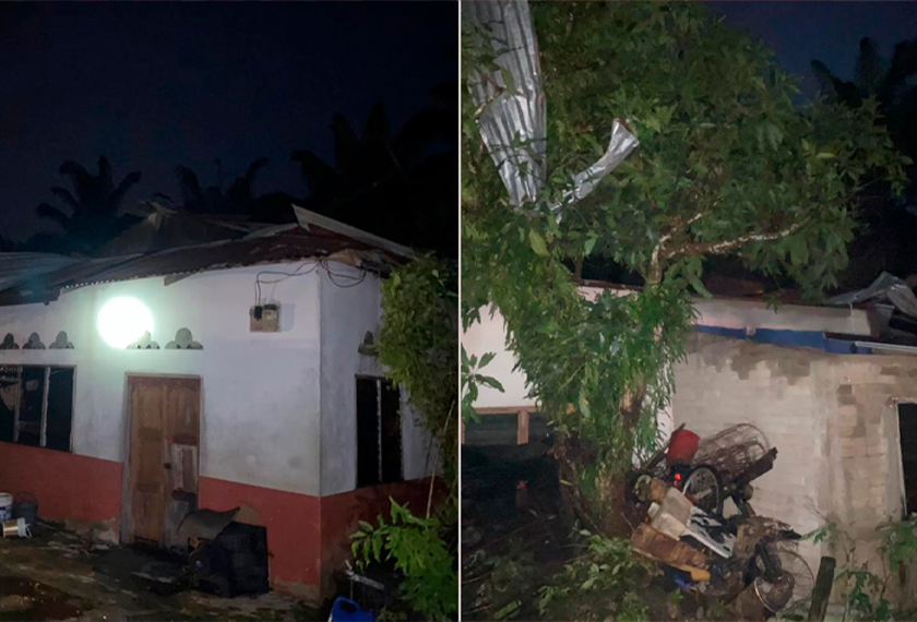 Kejadian ribut turut mengakibatkan enam buah rumah mengalami kerosakan.