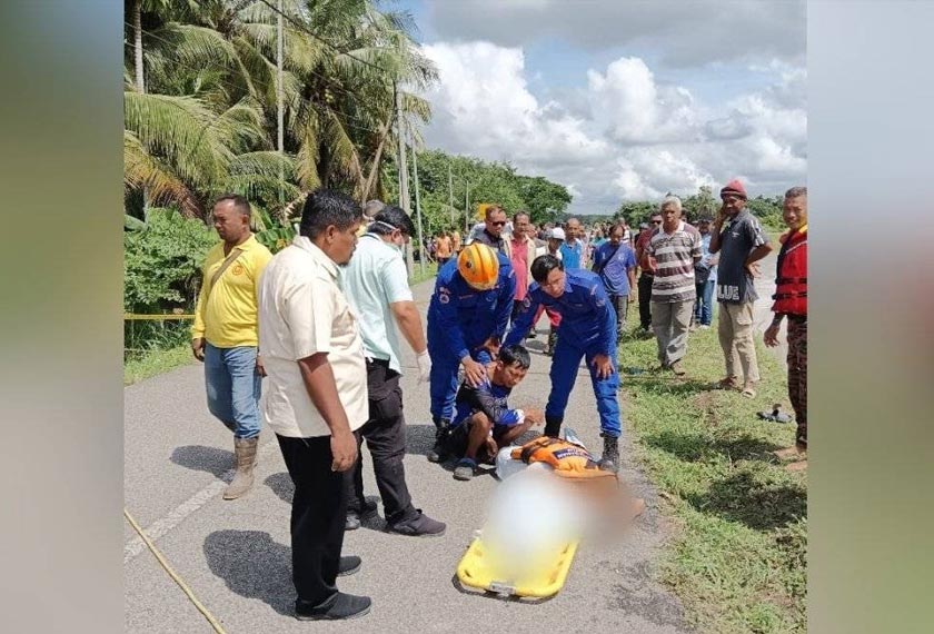 Mayat mangsa berjaya dijumpai namun disahkan meninggal dunia oleh petugas KKM yang berada di lokasi. Foto ihsan bomba