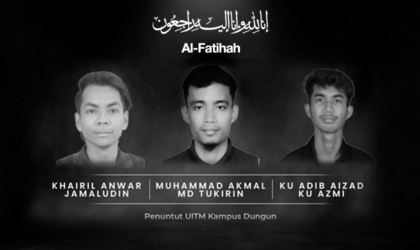 Kemalangan di Jalan Pantai Sura, Dungun itu mengorbankan Khairil Anwar Jamaludin, 20, Muhammad Akmal Md Tukirin, 25, dan Ku Adib Aizad Ku Azmi, 20.