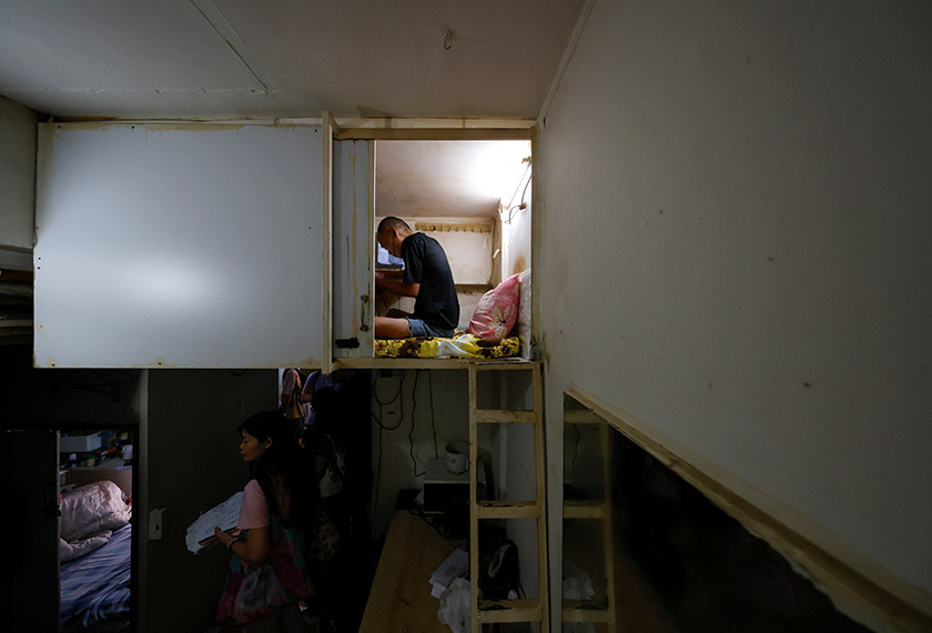A resident rests in his upper-level 