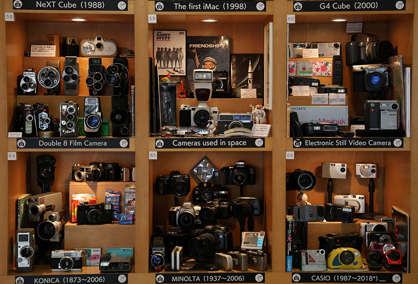 Old camera models are displayed at Extinct Media Museum, a private museum showcasing a collection of defunct gadgets including old cameras, cassette tapes and cell phone, in Tokyo, Japan. - REUTERS