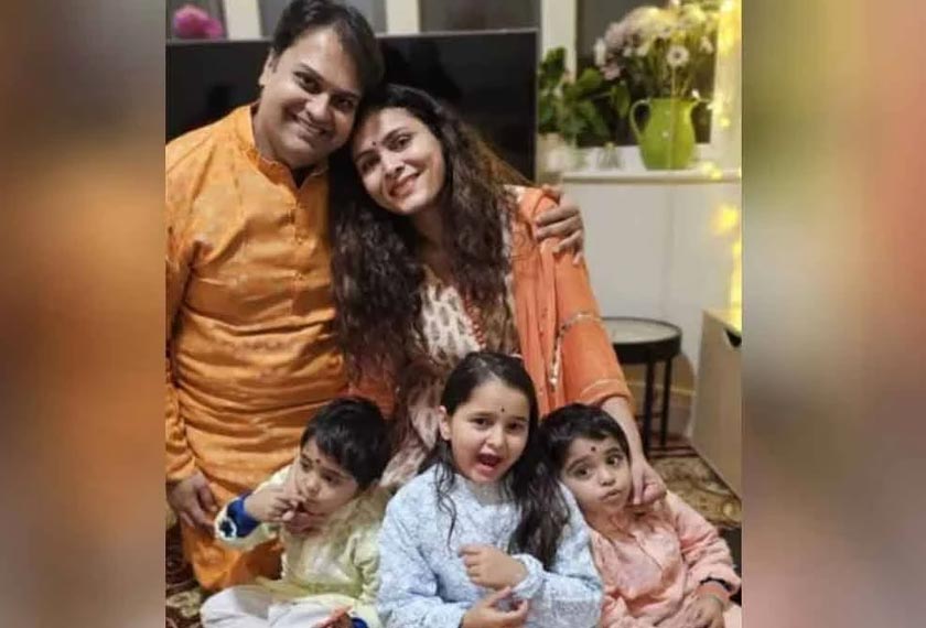 Dr Prateek Joshi, isteri, Dr Komi Vyas dan tiga anak mereka. - Foto Agensi via Sinar Harian